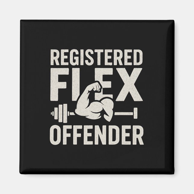 Imán Gimnasio Funny Offender Flex Registrado Workout Bo (Frente)