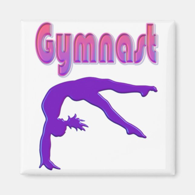 Imán Gimnasta Poder Tumblando Metálico Púrpura (Frente)