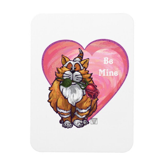 Imán Ginger Cat El día de San Valentín (Vertical)