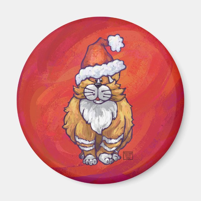 Imán Ginger Cat Navidades En Rojo (Frente)