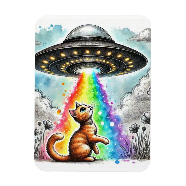 Imán Ginger Kitty y el OVNI (Vertical)