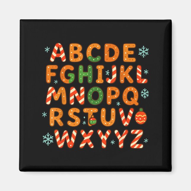 Imán Gingerbread Candy Cane Alphabet Christmas Letters  (Frente)