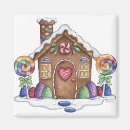 Imán Gingerbread Candy House Kitchen Magnet