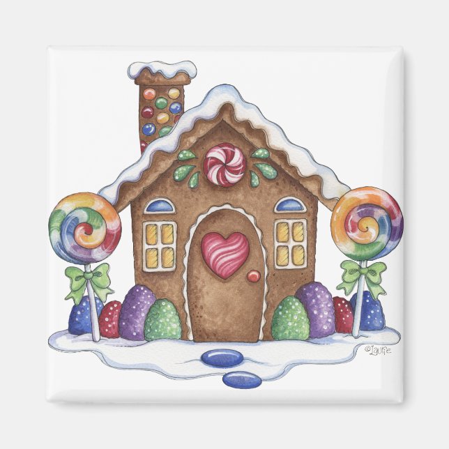 Imán Gingerbread Candy House Kitchen Magnet (Frente)