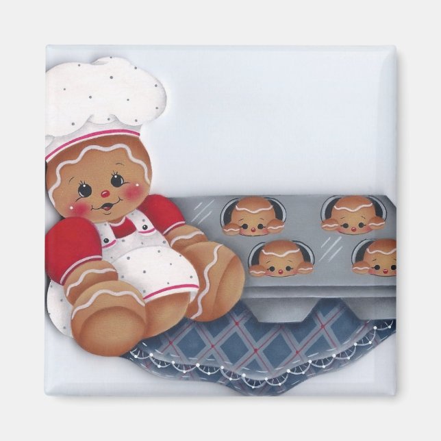 Imán Gingerbread Chef y Baby Ginger Muffins Magnet (Frente)