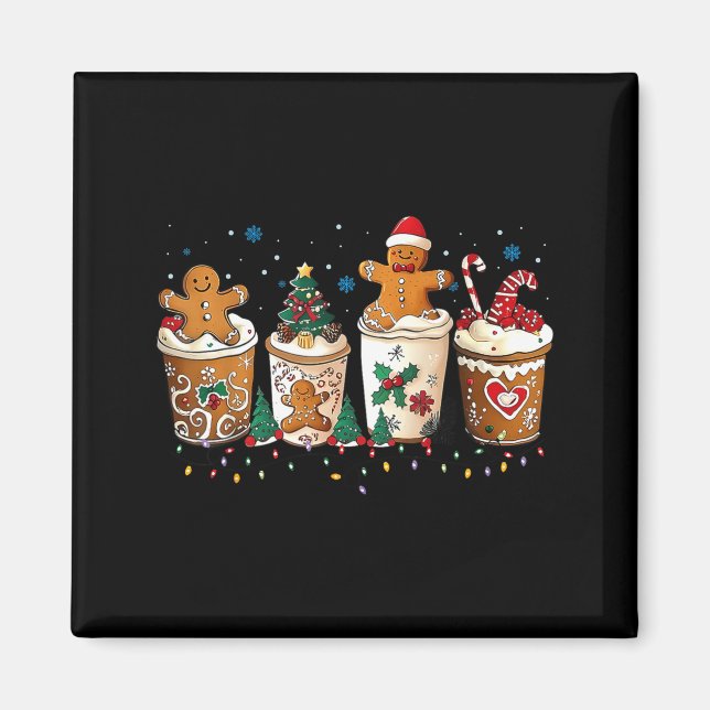 Imán Gingerbread Christmas Coffee Cute Sweet Winter Hol (Frente)