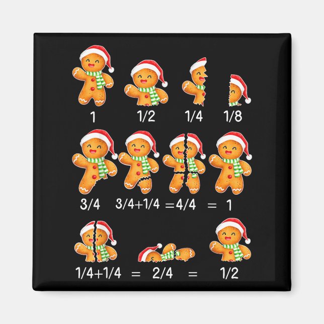 Imán Gingerbread Cookie Santa Hat Fraction Math Teacher (Frente)