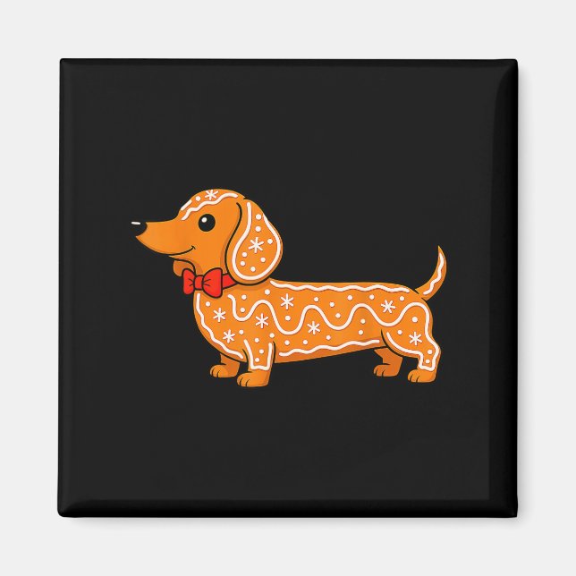 Imán Gingerbread Dachshund Christmas Cute Weiner Dog  (Frente)