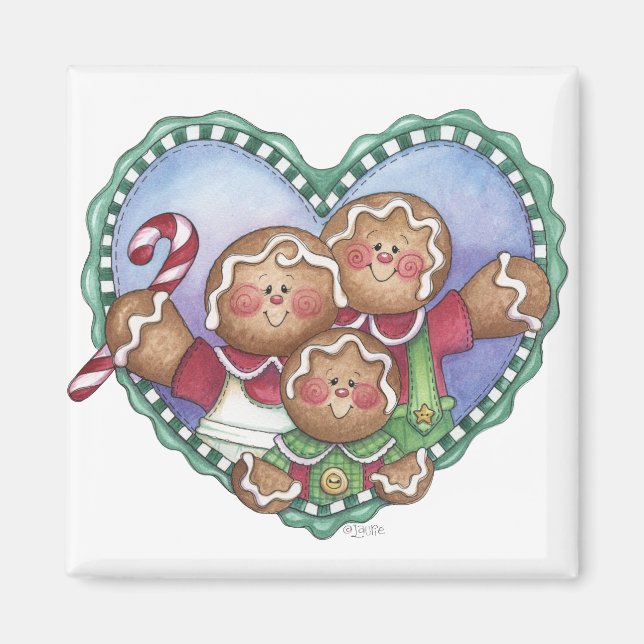 Imán Gingerbread Family Heart Magnet (Frente)