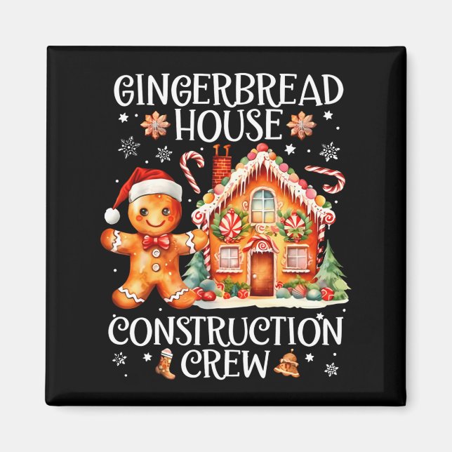 Imán Gingerbread House Construction Crew Cookie Baking  (Frente)