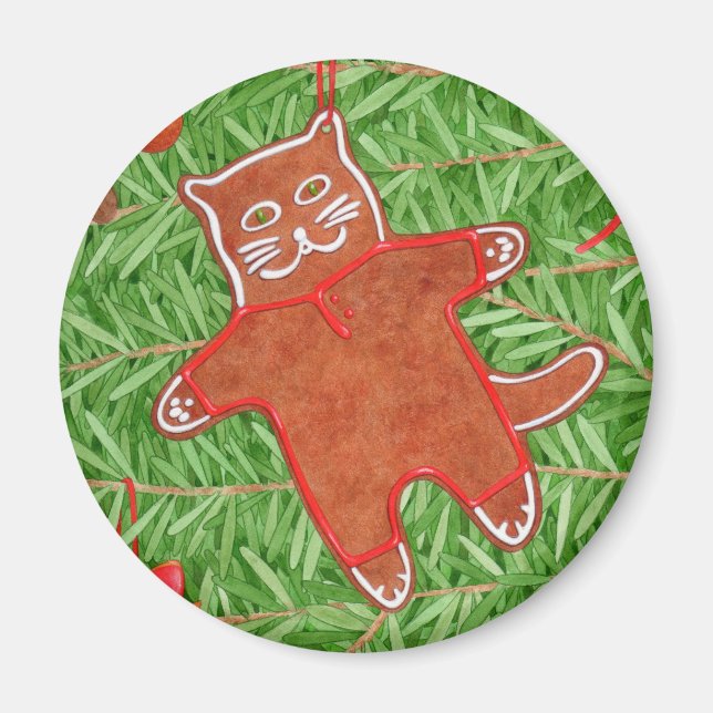 Imán GINGERBREAD KITTY Round Magnet (Frente)