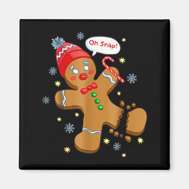 Imán Gingerbread Man Cookie Ugly Sweater Oh Snap Christ (Frente)
