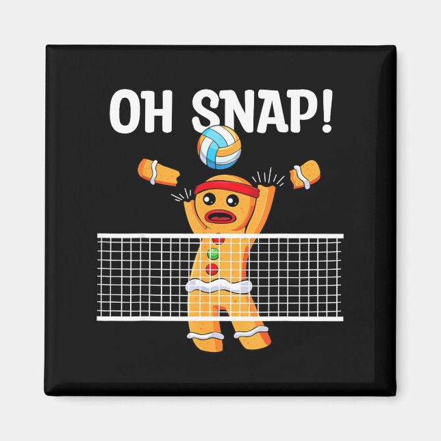 Imán Gingerbread Man Oh Snap Christmas Volleyball Playe (Frente)