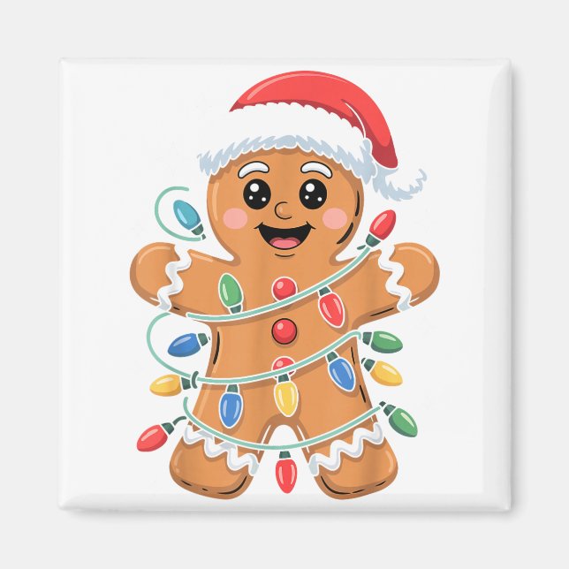 Imán Gingerbread Man Tangled Christmas Lights  (Frente)