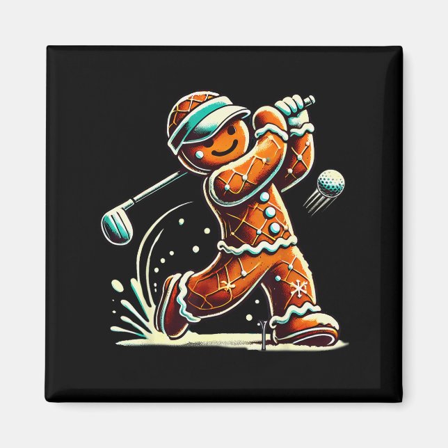 Imán Gingerbread Playing Golf Ball Christmas Golf Lover (Frente)