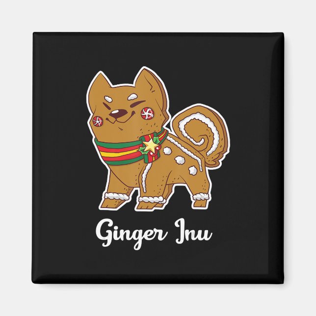Imán Gingerbread shiba inu | Regalo de perros para navi (Frente)