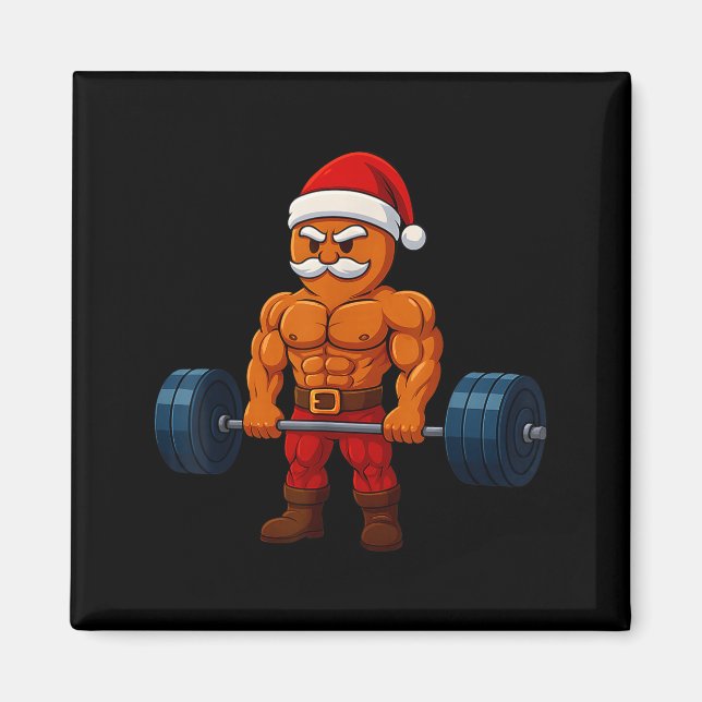 Imán Gingerbread Weightlifting Fitness Gym Workout Chri (Frente)