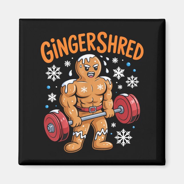 Imán Gingershred Christmas Gym Workout Funny Gingerbrea (Frente)
