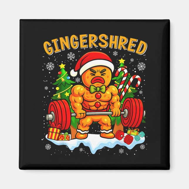 Imán Gingershred Funny Gingerbread Man Gym Bodybuilding (Frente)