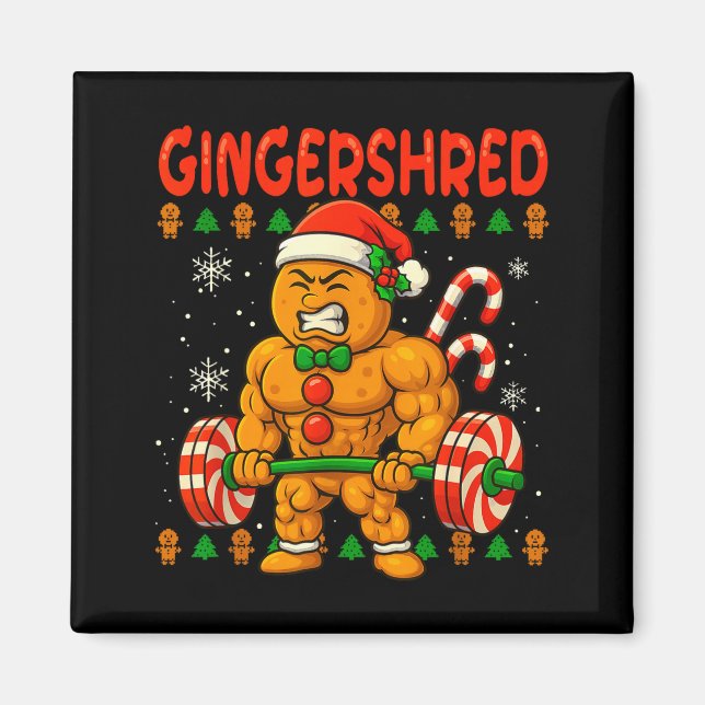 Imán Gingershred Gingerbread Christmas Workout Gym Ging (Frente)