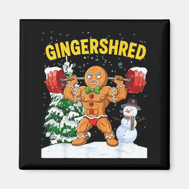 Imán Gingershred Gingerbread Man Bodybuilding Christmas (Frente)