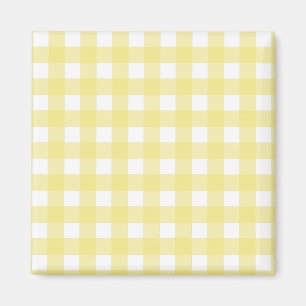 Imán Gingham blanco y amarillo pálido