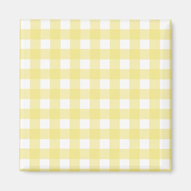 Imán Gingham blanco y amarillo pálido (Frente)