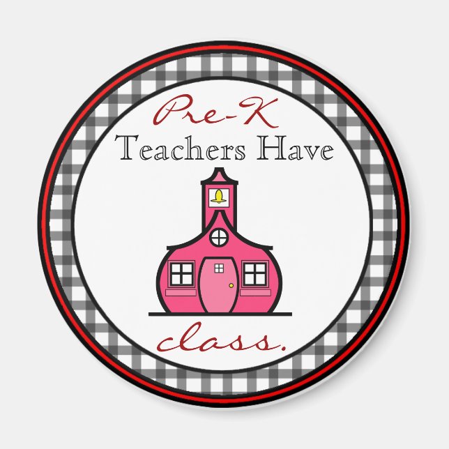 Imán Gingham Pre-K Teacher Magnet (Frente)