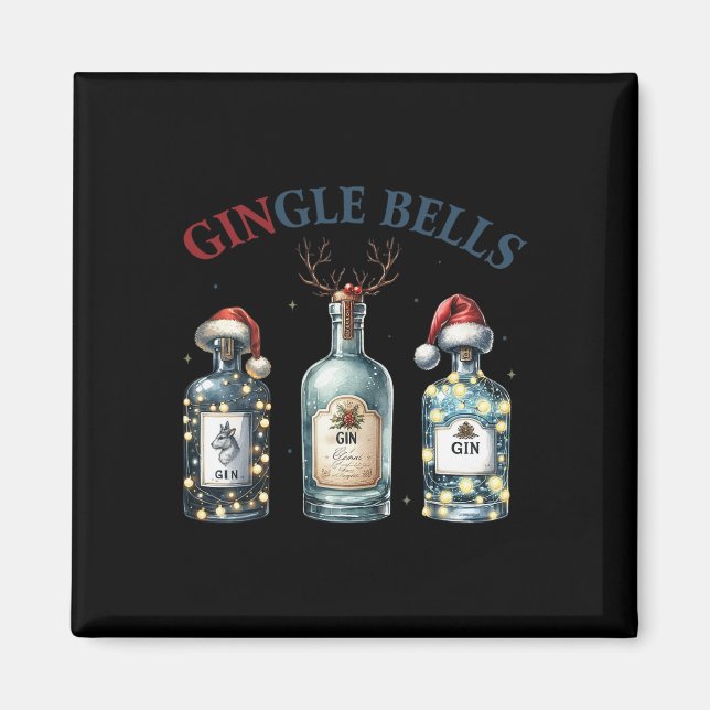 Imán Gingle Bells Funny Gin Gin Bells Christmas Tree Me (Frente)