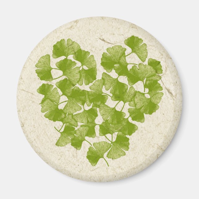 Imán Ginkgo Leaf Heart (Frente)