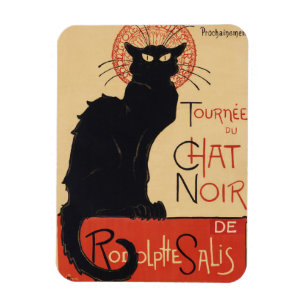 Imán Gira del Gato Negro Vintage Gato Negro Art Nouveau