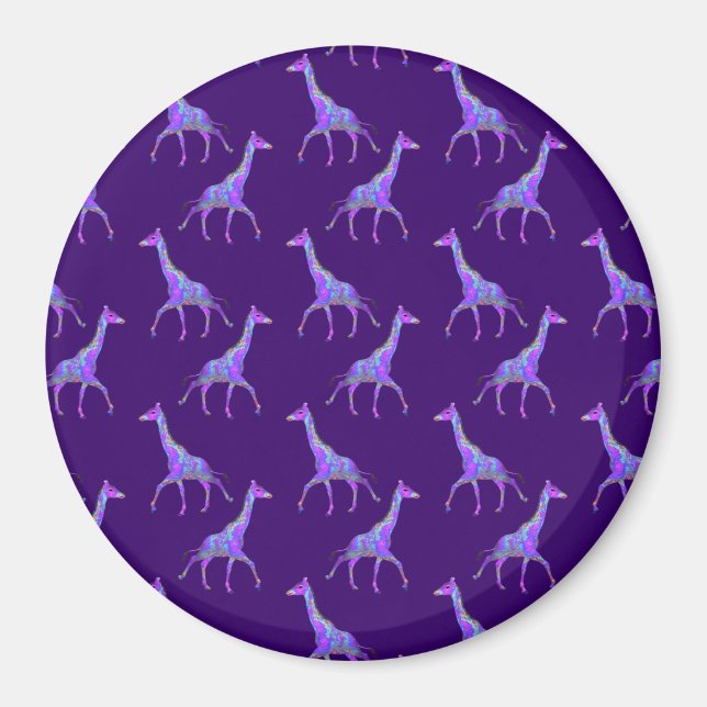 Imán Girafa púrpura al estilo hippie (Frente)