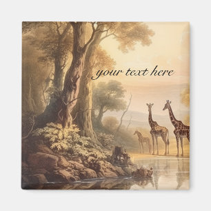Imán Girafas botánicas vintage, personalizable
