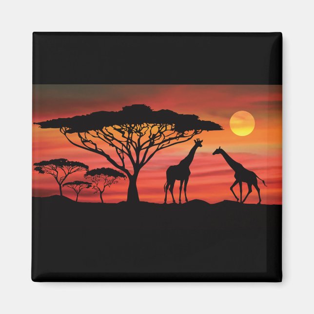 Imán Girafas y atardecer (Frente)