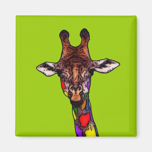 Imán Giraffe arcoiris (Frente)