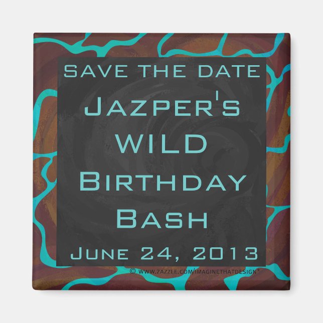 Imán Giraffe Brown y la impresión Verde azulada (Frente)