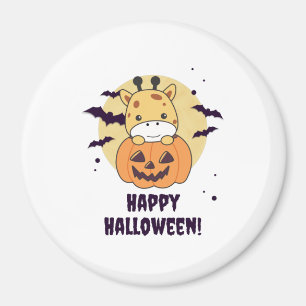 Imán Giraffe en jirafas tristes de calabaza Feliz Hallo