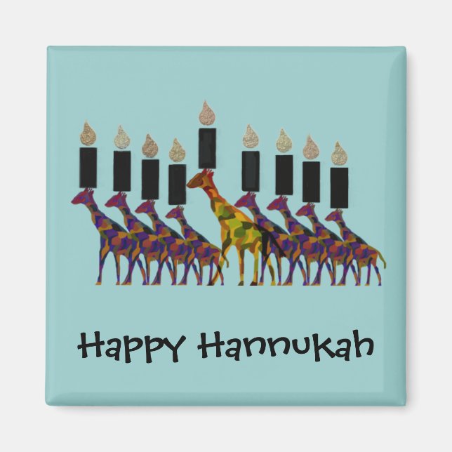 Imán Giraffe Hannukah Menorah Magnets (Frente)