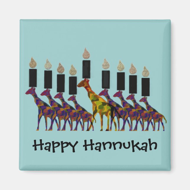 Imán Giraffe Hannukah Menorah Magnets (Frente)