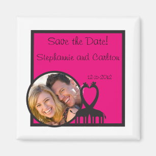 Imán Giraffe Heart Boda Invitación Magnet