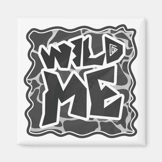 Imán Giraffe Impresión gris claro y negro (Frente)