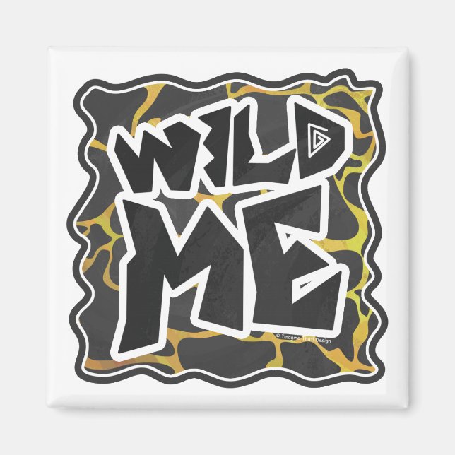 Imán Giraffe Impresión negra y amarilla (Frente)