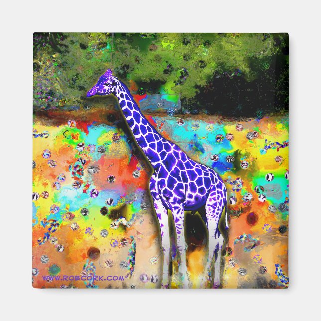 Imán Giraffe Purple Psychedelic Magnet (Frente)