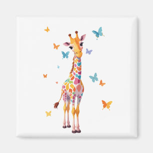 Imán Giraffe Vector Pintura Adorable Diversión Reproduc