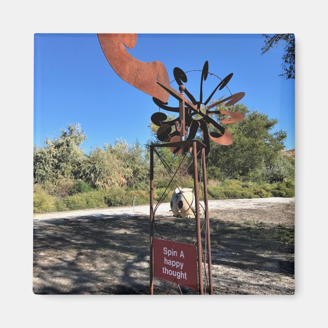Imán Girar un pensamiento feliz, un Rótulo gracioso (Frente)