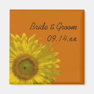 Imán Girasol amarillo en Boda Naranja