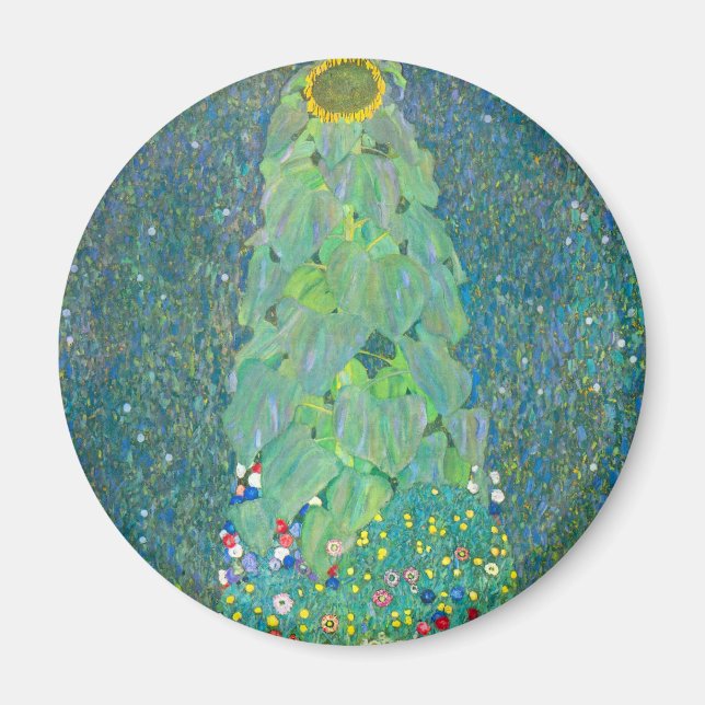 Imán Girasol de Klimt, flores antiguas Art Nouveau (Frente)
