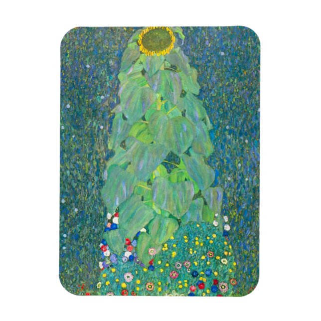 Imán Girasol de Klimt, flores antiguas Art Nouveau (Vertical)