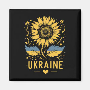 Imán Girasol de Ucrania Me mantengo con Ucrania Paz Par