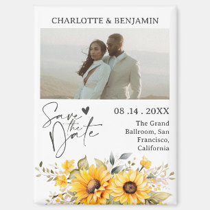 Imán Girasol Rústico Ahorra la Fecha de la Boda